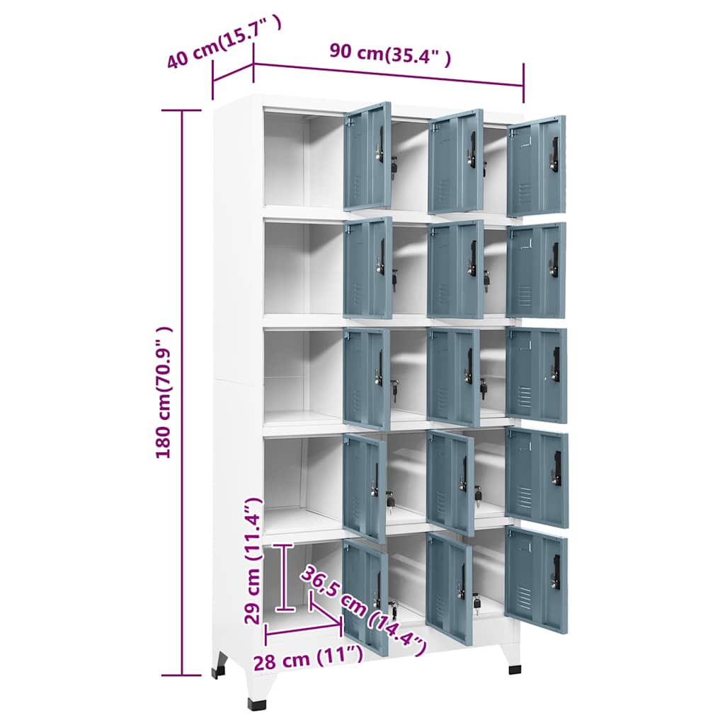 Locker Cabinet Light Grey and Dark Grey 90x40x180 cm Steel